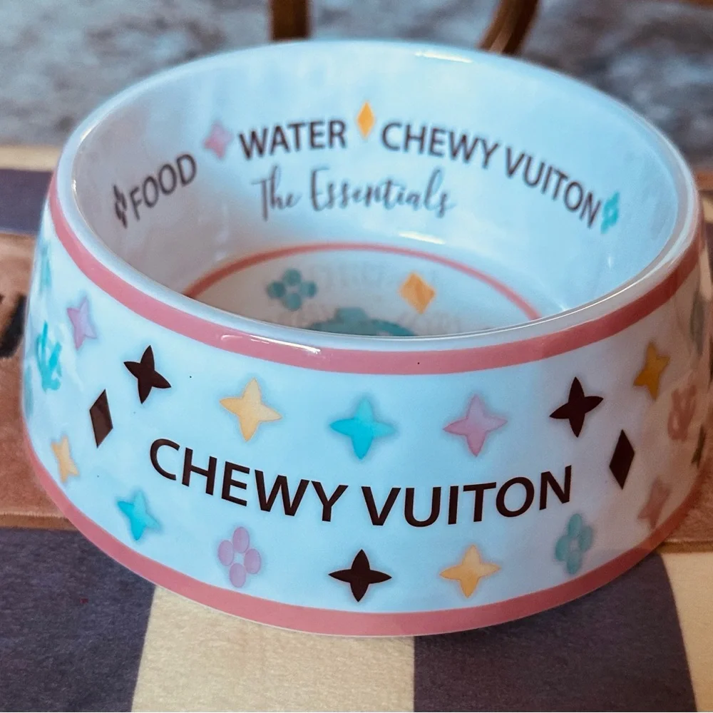 Dog Bowl - White and Pink